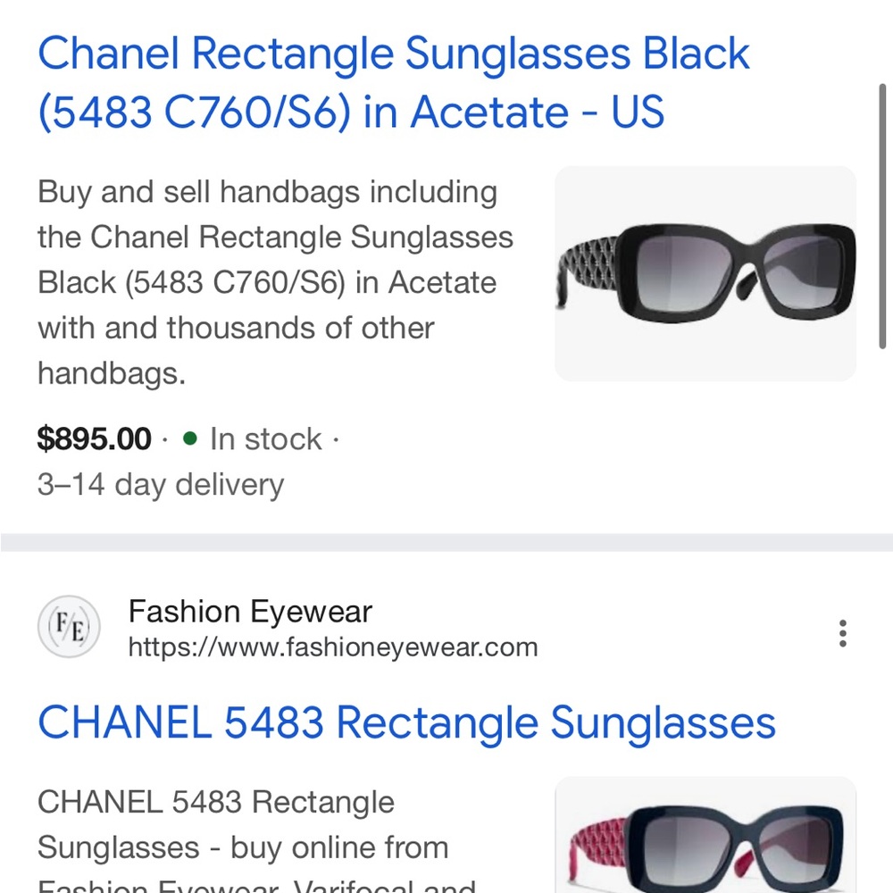 Authentic Chanel Black Rectangle Sunglasses - image 6